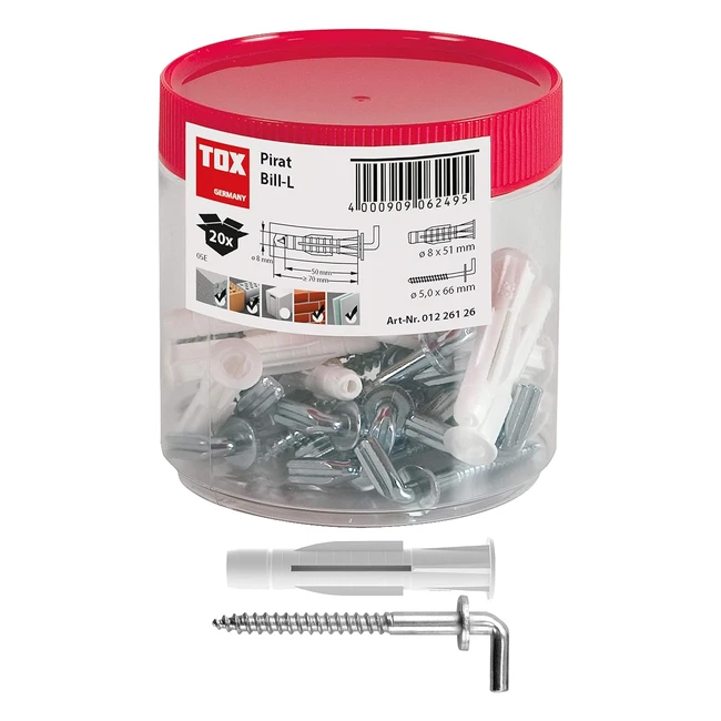 Tox Gancio Pirat Billl con Tassello Universale Trika - Bianco