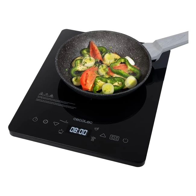 Cecotec Full Crystal Onyx Induktionsplatte 2000W, einstellbare Leistung und Temperatur, 4 voreingestellte Programme, schwarz
