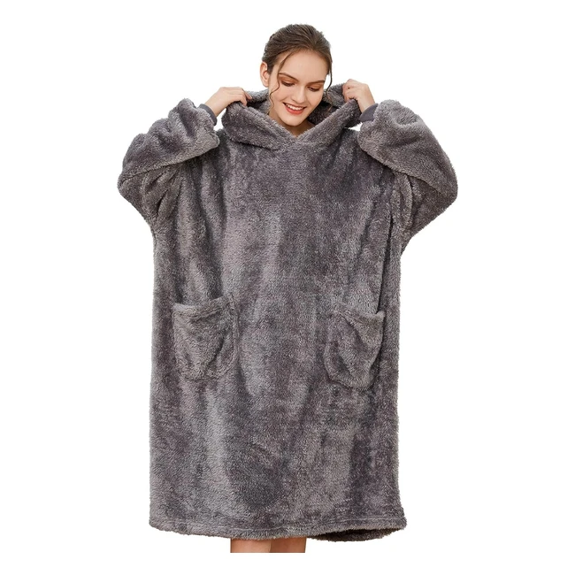 CMTOP Hoodie Blanket Oversize Pullover - Coperta con Cappuccio Sherpa Fleece - Taglia Unica - Super Confortevole