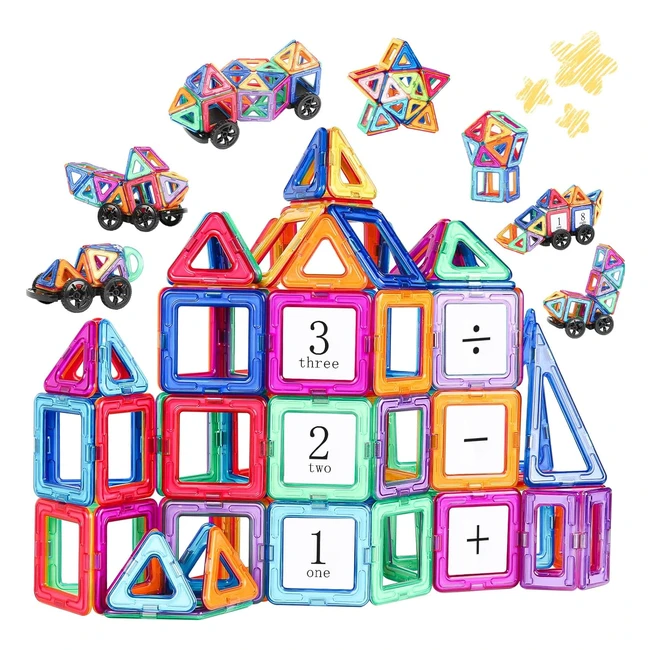 Jeu de construction magnétique enfant 74 pièces - Éducatif, créatif et sûr