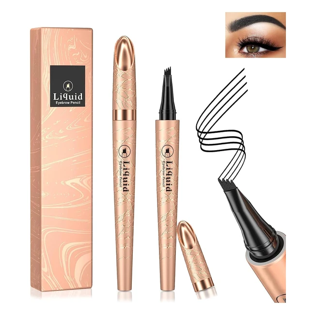 Matita sopracciglia Housn nero - Penna sopracciglia microblading liquida a prova di sbavature - Lunga durata - Sopracciglia naturali senza sforzo