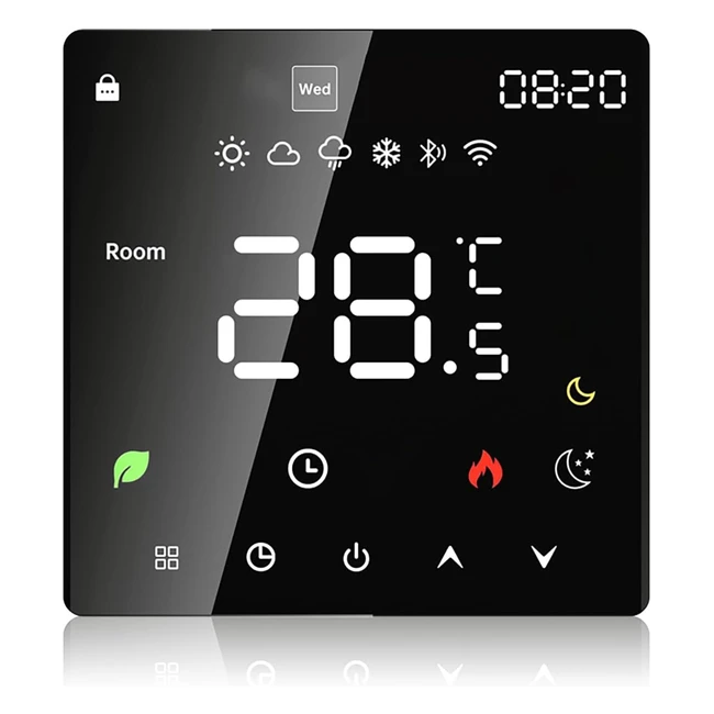 Termostato WiFi per caldaia a gas, alimentato dal corrente 220V, schermo LCD touch retroilluminato, programmabile con Alexa, Google Home e app telefonica