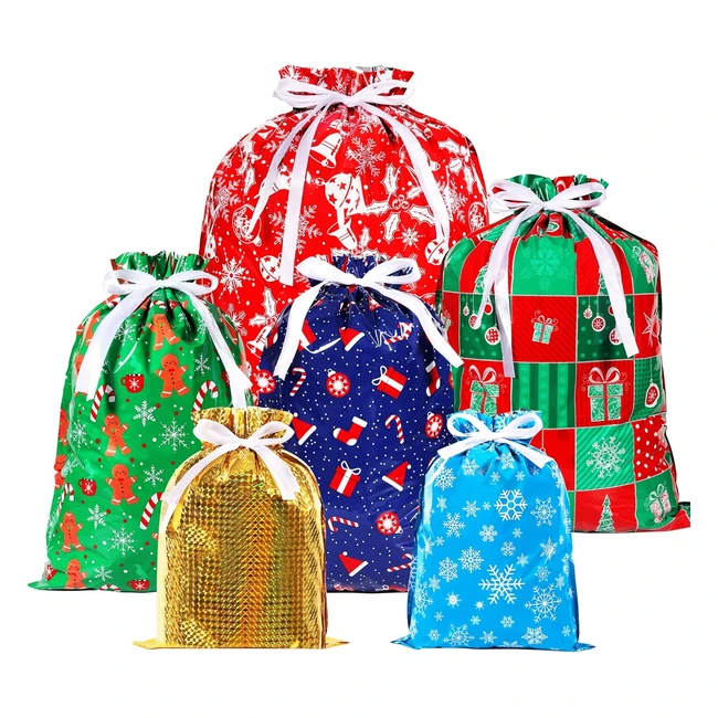 36pcs Christmas Drawstring Gift Bags - Reusable Xmas Goody Bags - HCSSZ