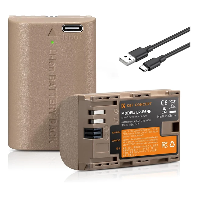 KF Concept LPE6NH Battery 2 Pack - Fast Charging for Canon Cameras