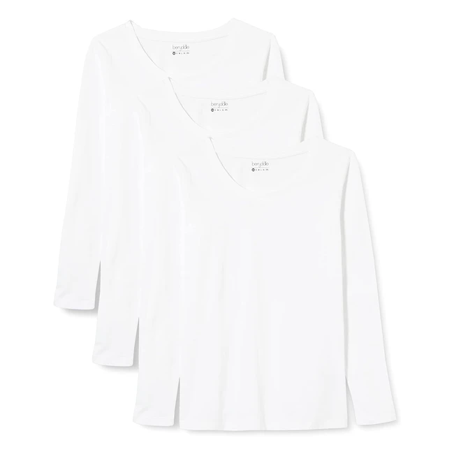 Camiseta Berydale manga larga cuello redondo 100 algodn blanco - Paquete de 3