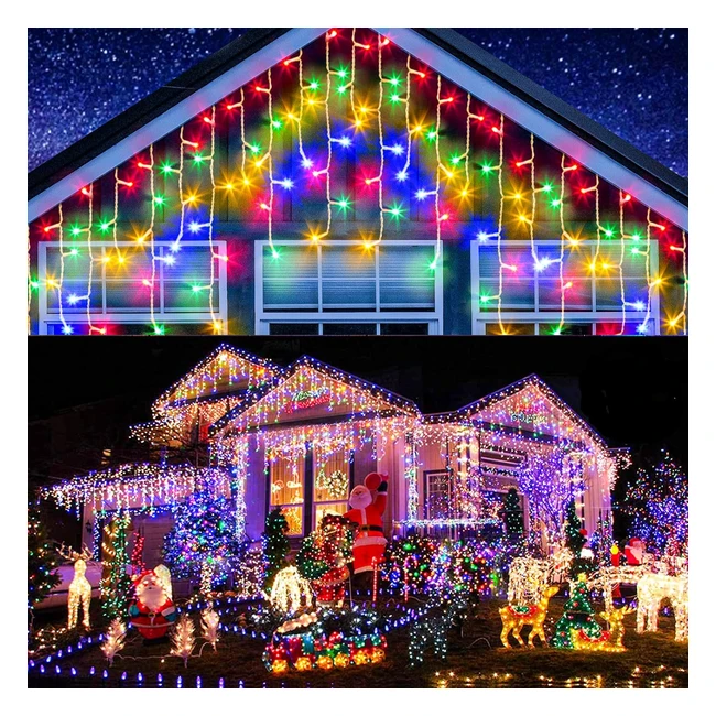 Rideau Lumineux Extérieur Noël 10m 400 LEDs - Étanche IP44 - 8 Modes - Décoration Mariage Fête Jardin