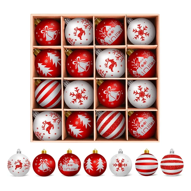 Bolas de Navidad Blancas y Rojas Arbolisse - 16 pcs - Decoracin rbol Navidad