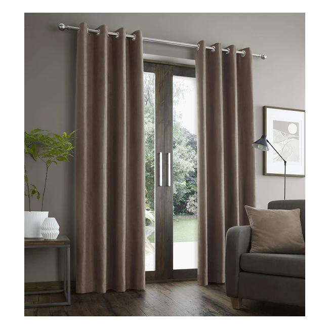 Catherine Lansfield Faux Suede Curtains - 66x90 inch - Mink Natural - Style & Quality