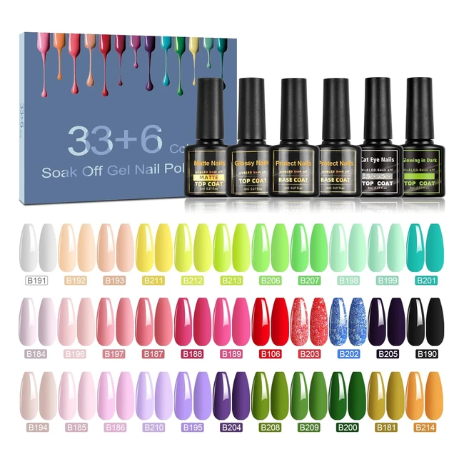 39 pcs Pintauas Semipermanentes 33 Colores Gel UV LED