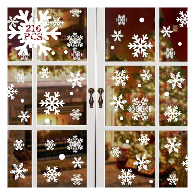 Adesivi finestre Natale fiocco di neve PVC removibile - 216 pezzi