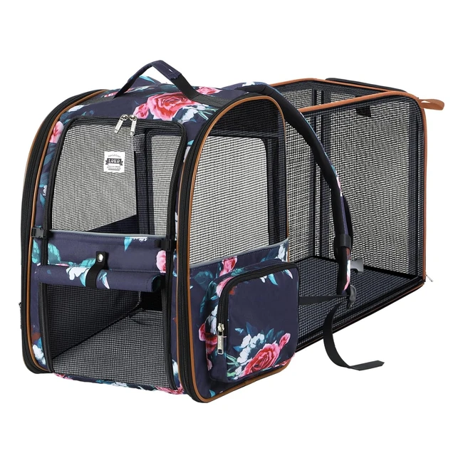 Transportín gato extensible Lekespring con 4 entradas, mochila gato transpirable, carga máxima 8kg, impermeable