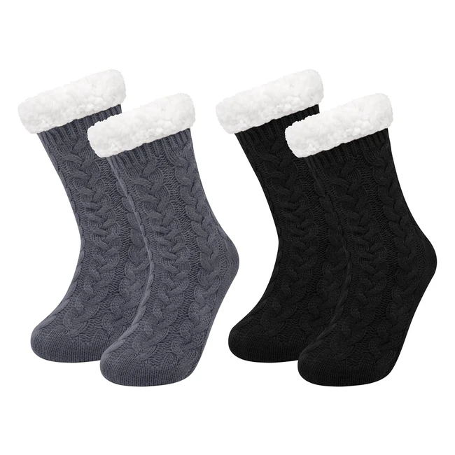Chaussettes Femme Chalier Fashion - Chaudes et Antidérapantes - Doublure en Polaire Douce - Noël Hiver