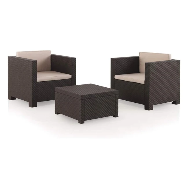 Conjunto Jardín Diva Tete a Tete Beige - Sillones Individuales, Mesa Baja y Sofá Doble