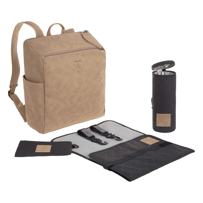 Mochila Lässig Tender Backpack Camel - Cambiador Repelente al Agua - Portabotellas Aislado