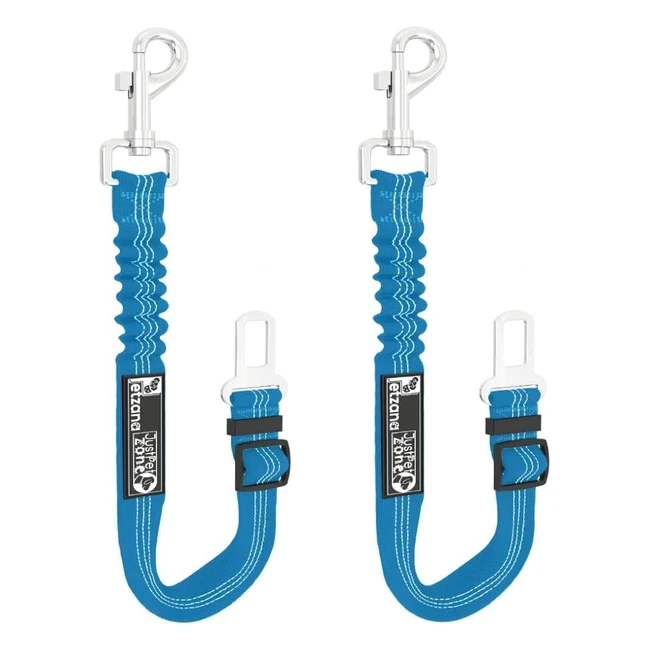 Premium Car Seat Belt for Dogs Cats Pets - Adjustable Safety - Heavy Duty Elastic Lead Harness - Blue