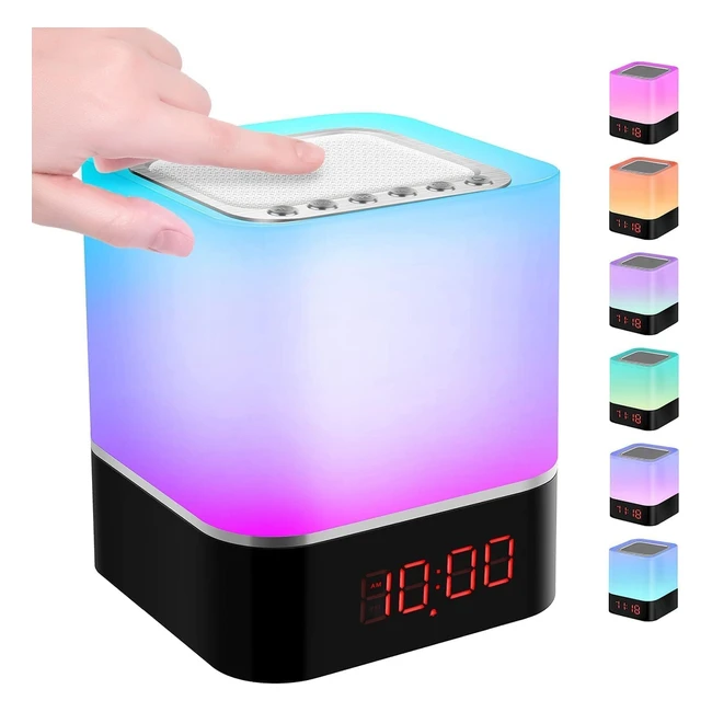 Luces Nocturnas Altavoz Bluetooth Lámpara de Noche Smart Touch Reloj Despertador Digital
