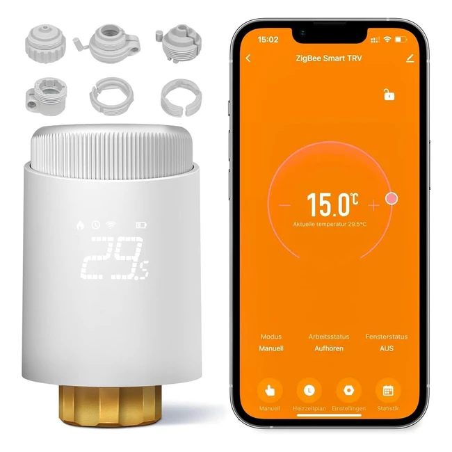 Avatto Heizkörperthermostat - Digitale Anzeigerichtung - Zigbee Smart Thermostat - Kompatibel mit Alexa und Google Home