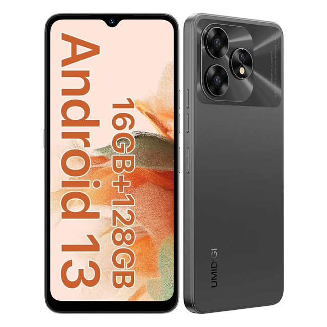Umidigi A15C Teléfono Móvil - Android 13, 16GB+128GB+1TB, Cámara 48MP+8MP, 6.7'' Pantalla HD, Batería 5000mAh, 4G Dual SIM, Gris