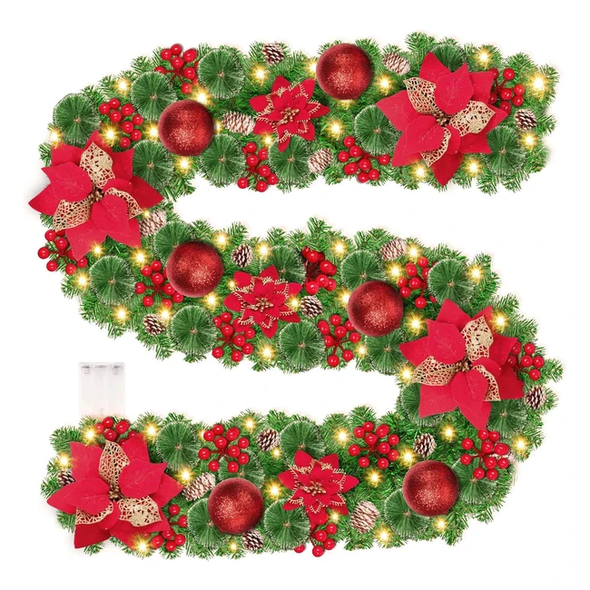 Ghirlanda Natalizia Koofit 27m9 Piedi - Ghirlanda Natale con Luci 30LEDs - Decor