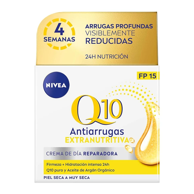 Nivea Q10 Power Antiarrugas - Crema Facial 50ml - Hidrata y Combate Arrugas - Con Coenzima Q10 y Aceite de Argán - FPS 15