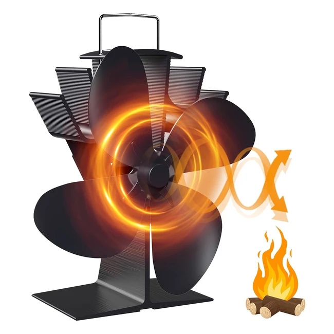 Silent Wood Burner Fan  Efficient Heat Distribution  Eco-Friendly  Black