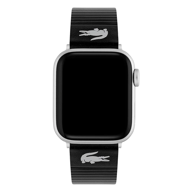 Lacoste Unisex Schwarzes Lederband für Apple Watch mit geprägten Streifen - Klassisch