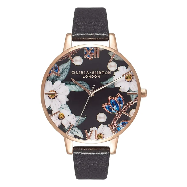 Montre Olivia Burton Quartz pour Femme - Bracelet Cuir Noir