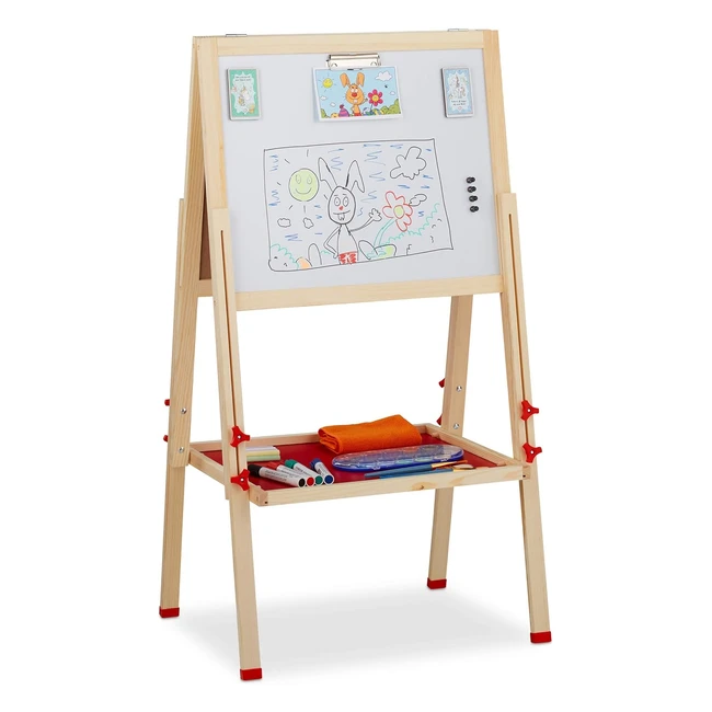 Tableau enfant blanc et craie rglable en hauteur - Relaxdays 102135 x 55 x 52 