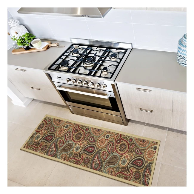 Passatoia Ottomanson contemporanea, motivo cachemire, 50x150 cm, beige