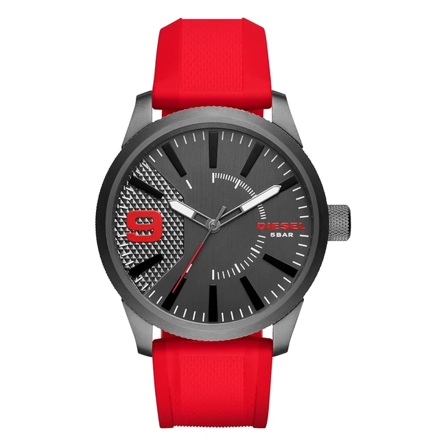 Reloj Diesel para Hombre Rasp NSBB - Movimiento de Tres Manecillas - Caja 46mm - Acero Inoxidable Negro - Correa de Piel - DZ1963