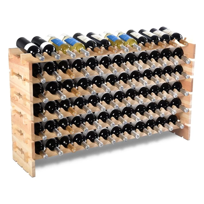 Casier à bouteilles Goplus pour 72 bouteilles en pin massif - Grand espace superposable - Idéal pour bars et sous-sols