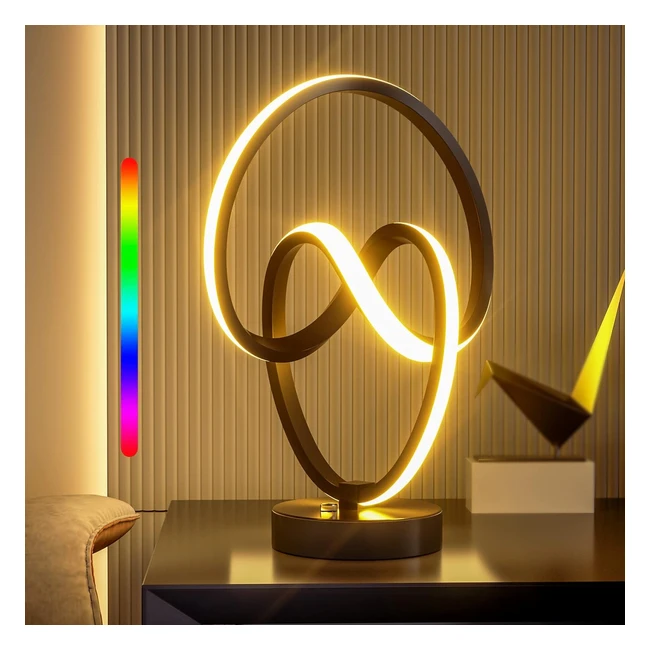 Lámpara de Noche en Espiral en Forma de Corazón - Airnasa RGBW - 10 Modos de Iluminación - Negro Mate