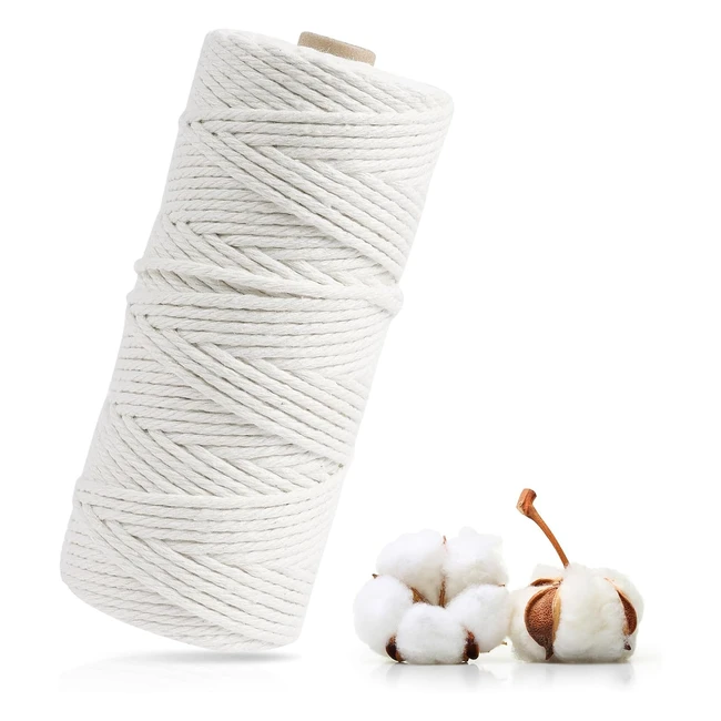 Cordon Macramé 3mm 100m - Fil en Coton Naturel pour Décoration - Réf. AU123456