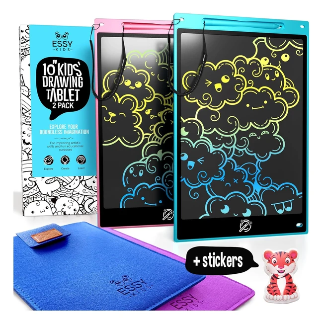 Tablette enfant Essy Kids 10 pouces - 2 pack | Tablette dessin, LCD magique, tableau magique