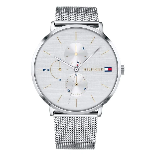 Tommy Hilfiger Damen Uhr 1781942 - Multi-Zifferblatt Quarz mit Edelstahlmesh Gliederarmband