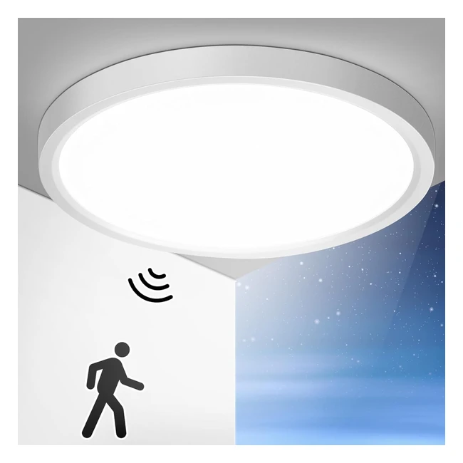 Oppearl Plafonnier LED avec Détecteur de Mouvement Intérieur 30cm 24W 2400lm - Lumière Blanche 4000K