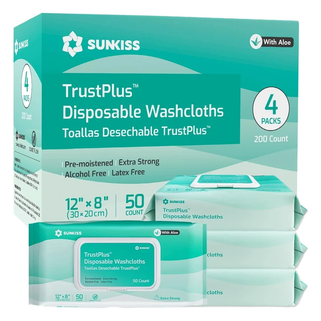 Salviette umidificate Sunkiss Trustplus per anziani 20x30cm con aloe - 200 unità