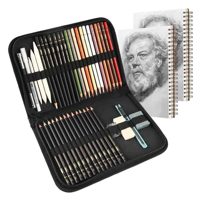 Lápices de dibujo profesionales HHhOuu - Kit de arte con grafito y carbón de colores