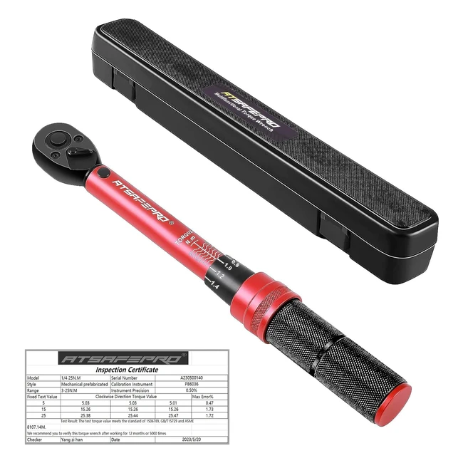 ATSafepro Chiave Dinamometrica Bicicletta 14 Pollici 325Nm - Alta Precisione - Regolazione Direzione - 72 Denti