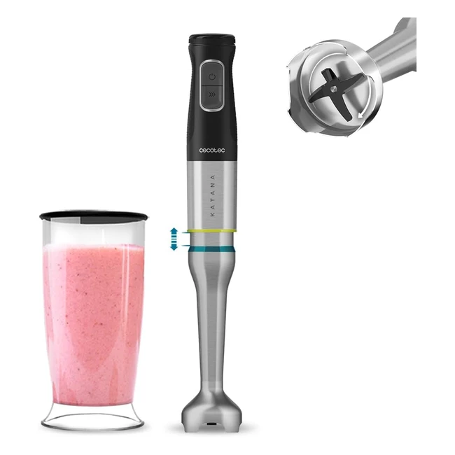 Mixeur Plongeant Cecotec Katana TotalDestroy 1200XL - 1200W, 21 Vitesses et Turbo, 4 Lames en Titane Noir