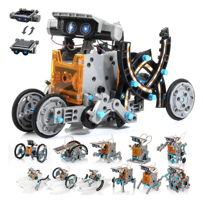 Kit Robot Solari per Bambini 14 in 1 - STEM Educativi - Energia Solare - 190 Pezzi