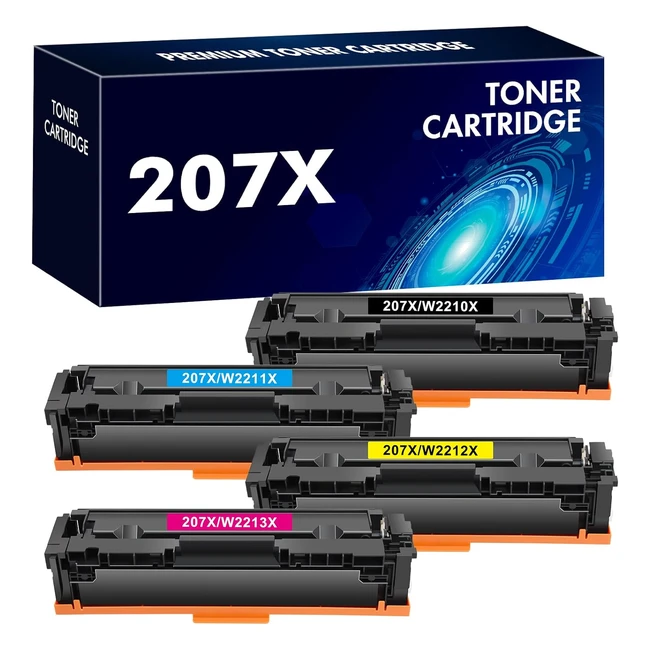 4pack 207x 207a Toner Cartridges for HP LaserJet Pro MFP - High Yield Black Cya