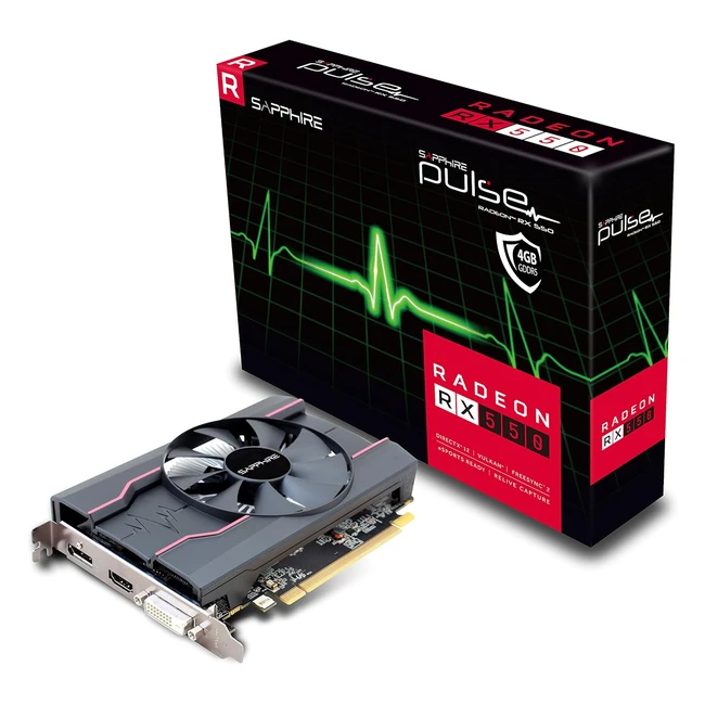 Tarjeta gráfica Sapphire Pulso AMD Radeon RX550 4GB Memoria 128bits GDDR5 DisplayPort/HDMI/DVI-D PCI Express - Negro