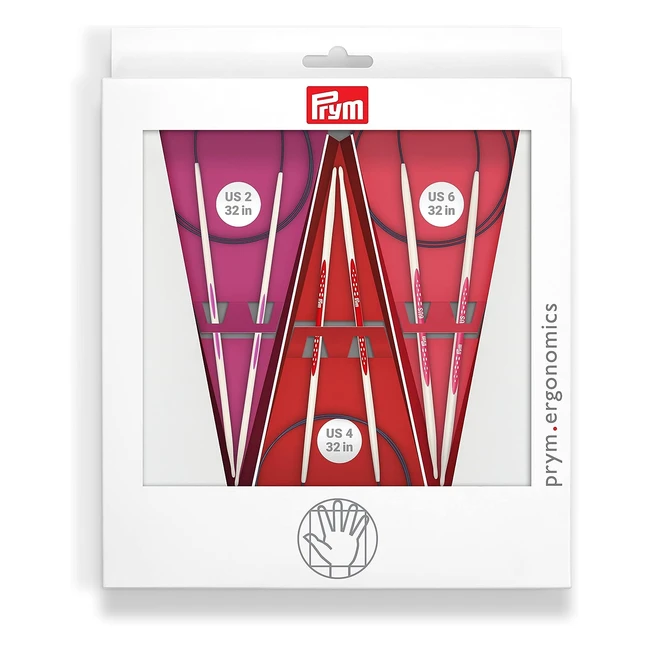 Juego de Agujas de Tejer Circulares Prym Ergonomics - Tallas US 2, 4 y 6