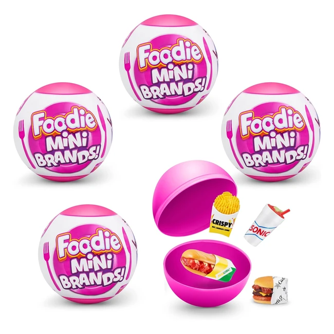 5 Surprise Foodie Mini Mystery Capsule - Miniature Brands - Giocattolo da Collezione - Confezione da 4 - Misteriosa Colore - 4 Pack 77310