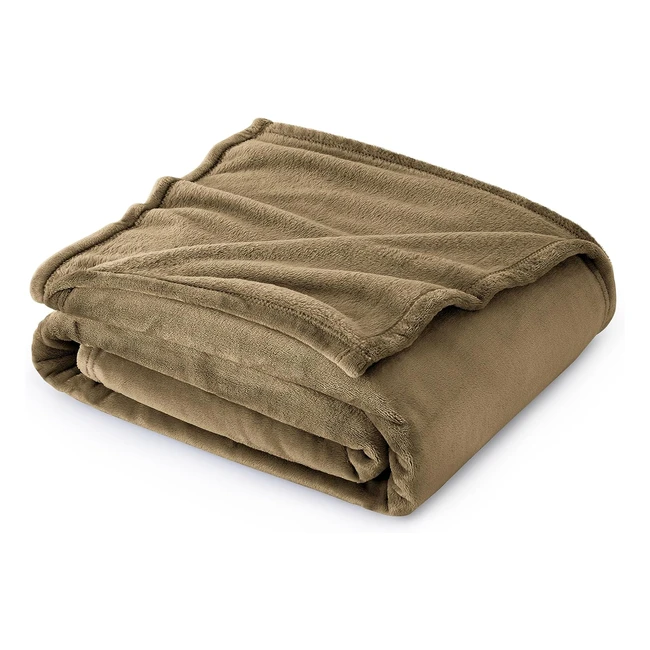 Bedsure Fleece Blanket Sofa Throw - Fluffy Soft Throw for Bed and Couch - Single Camel 130x150cm