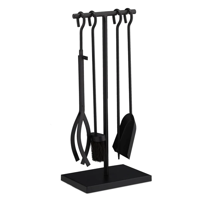 Serviteur de chemine Relaxdays 5 pices avec tisonnier pince balai pelle e