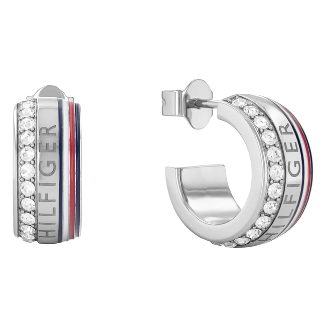 Créoles Tommy Hilfiger en acier inoxydable avec zirconium - Réf. 32020574