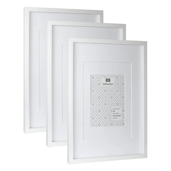 White A3 Boxed Picture Frames Set of 3 with Double Mounts - High Quality and Elegant Design