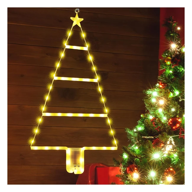 Luces Navidad Exterior Pilas 61cm LED Escalera Luces Navidad Pilas con Temporizador 8 Modos Impermeable
